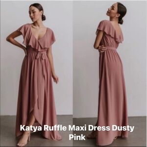 Baltic Born Small Dusty Pink Katya Ruffle Maxi Dress